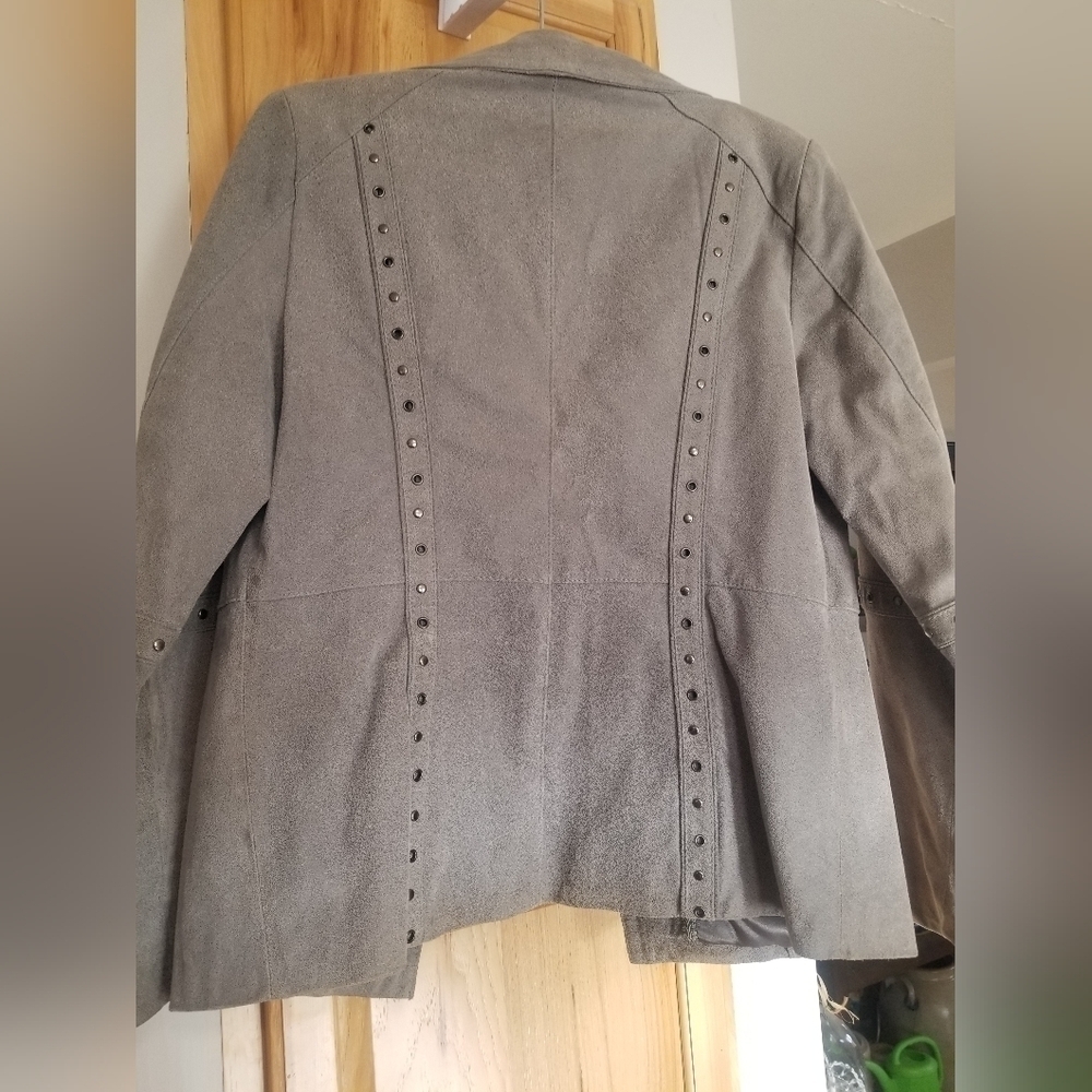 Bradley 100% Leather Blazer Style Jacket XS Gray. - Picture 3 of 5
